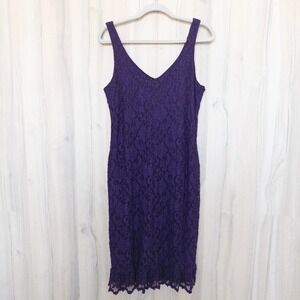 VTG Stefanyszyn Womens Lace Sheath Dress Size L Purple Romantic Dark Femme Chic